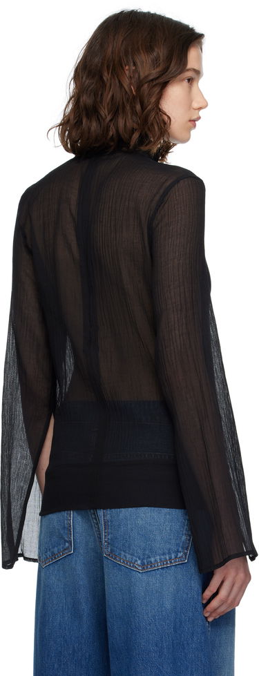 Риза TOTEME TOTEME Slit Sleeve Mock Neck Blouse Черно | 253-WRT0546-FB0462, 2