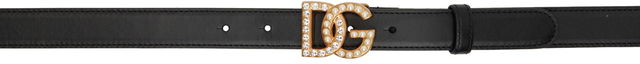 Black Bejeweled 'DG' Belt