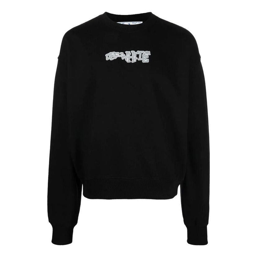 Суитчър Off-White Off-White Logo Print Crew Neck Sweatshirt Черно | OMBA058F22FLE0031001