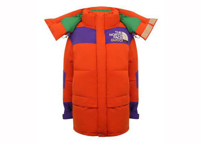 Яке Gucci The North Face x Long Down Jacket Orange/Purple/Green Червено | 663921 XKQSL 6167