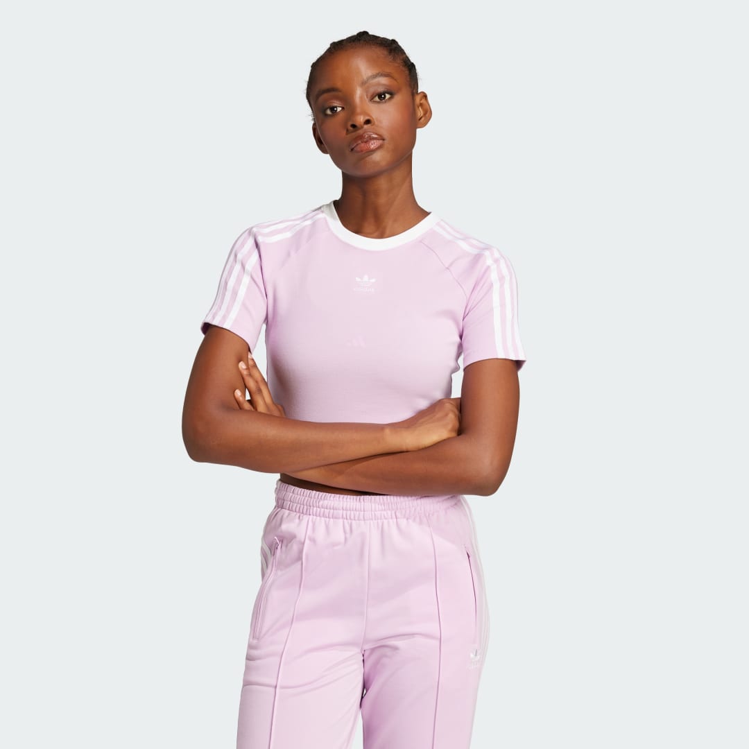 Съкратен топ adidas Performance 3-Stripes Crop Top Лилаво | JC6365, 0