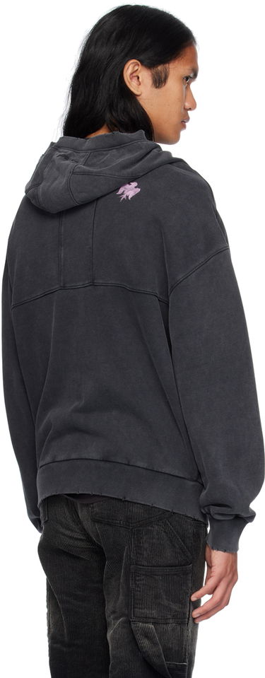 Суитчър We11done We11done Wide Neck Graphic Zip Hoodie Черно | WD-TJ2-24-845-U-BK, 2