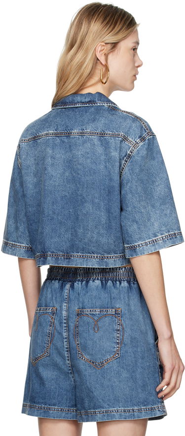 Риза Moschino Jeans Cropped Denim Shirt Синьо | 242K1A0202, 2