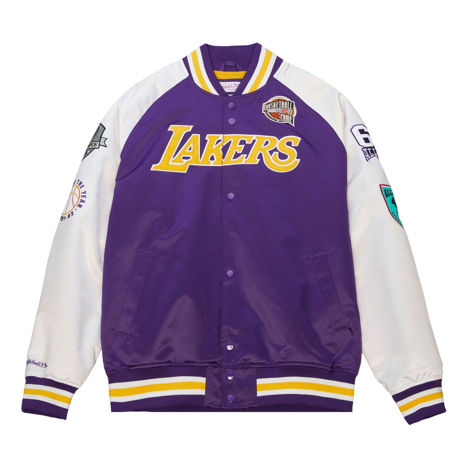 Яке бомбър Mitchell & Ness Los Angeles Lakers HOF Satin Jacket Лилаво | OJBF6860-LALYYPGAPRWH, 0