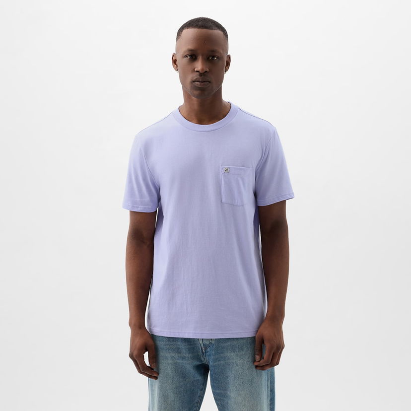 Тениска GAP Pocket Micro Logo Tee Fresh Lavender Лилаво | 857901-03