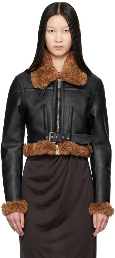 Яке бомбър Stella McCartney Stella McCartney Plush Teddy Faux-Leather Jacket Черно | 680110SJB14, 0