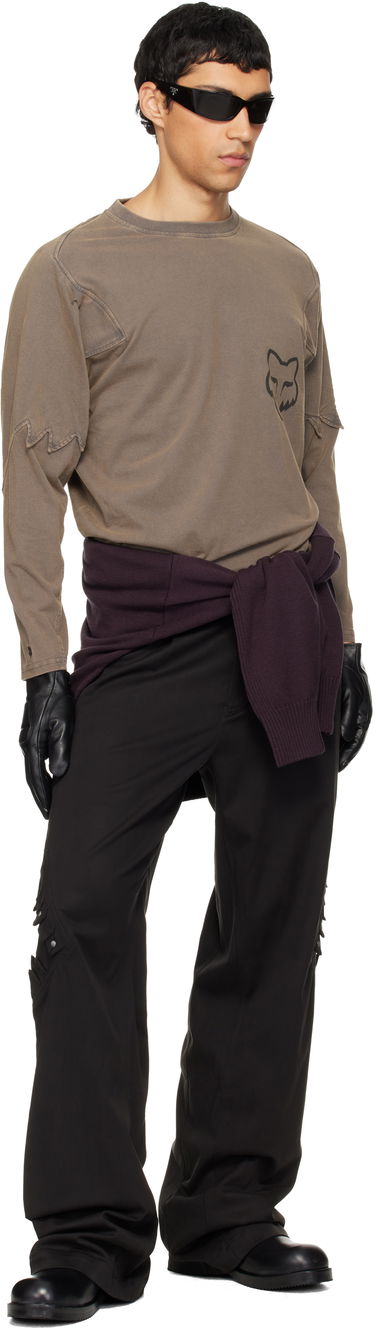 Тениска KIKO KOSTADINOV Kiko Kostadinov Fox LAB Edition Distressed Paneled Long Sleeve T-shirt Кафяво | 36885-103, 3