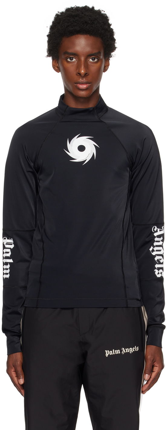 Тениска Palm Angels Black Anti-UV Surf Long Sleeve Черно | PMAB035S23FAB0011001