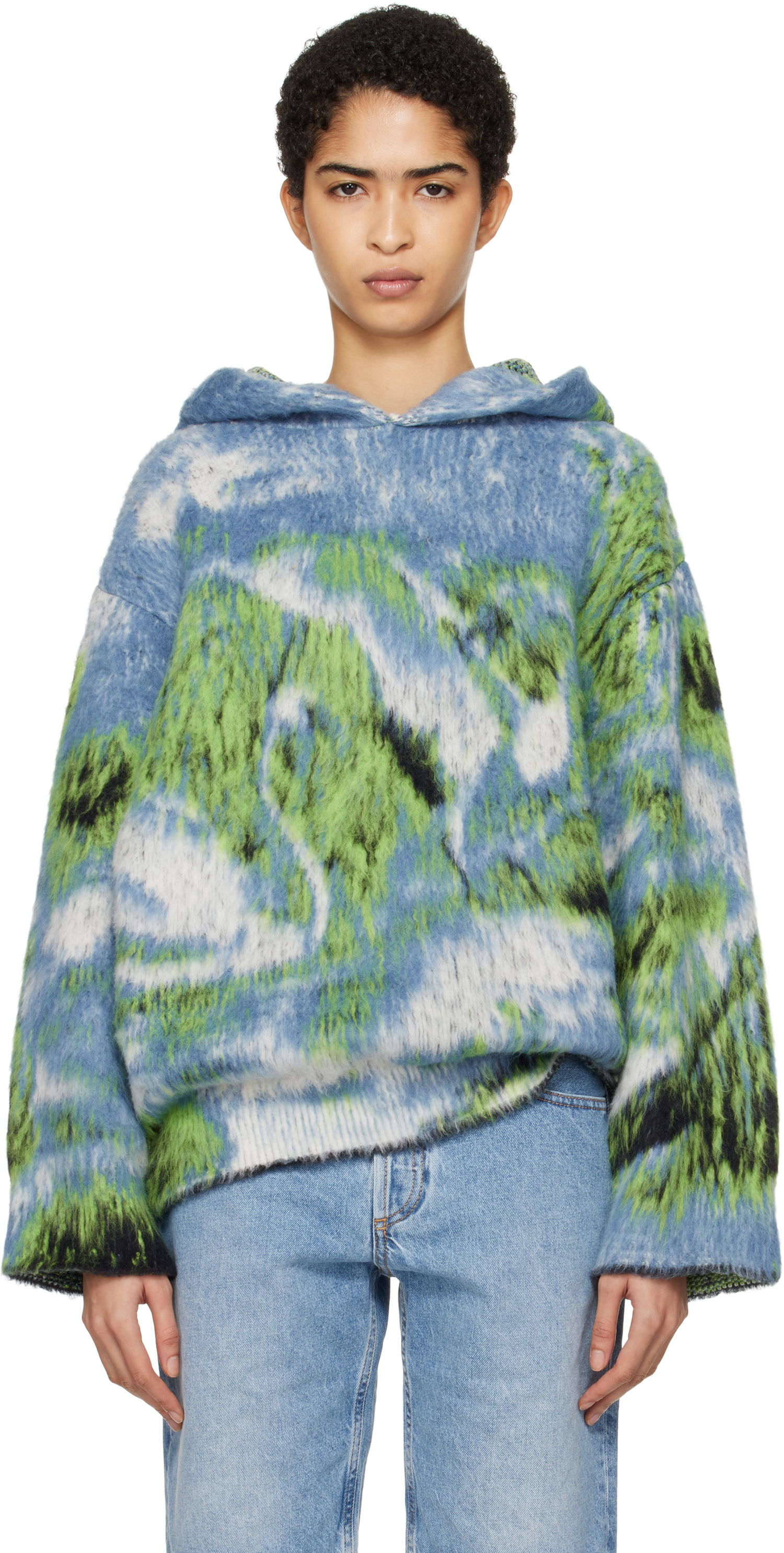 Суитчър The Attico Attico Swan Print Knit Hoodie Многоцветен | 250WCK00114 MIX015AA, 0