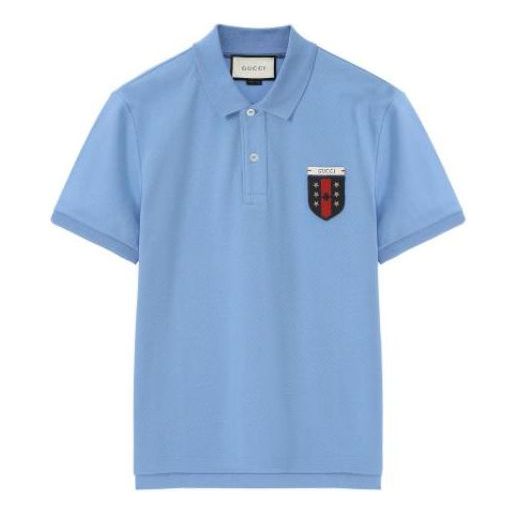 Поло тениска Gucci Gucci Ribbon Shield Polo Синьо | 408322-X7333-4907, 0
