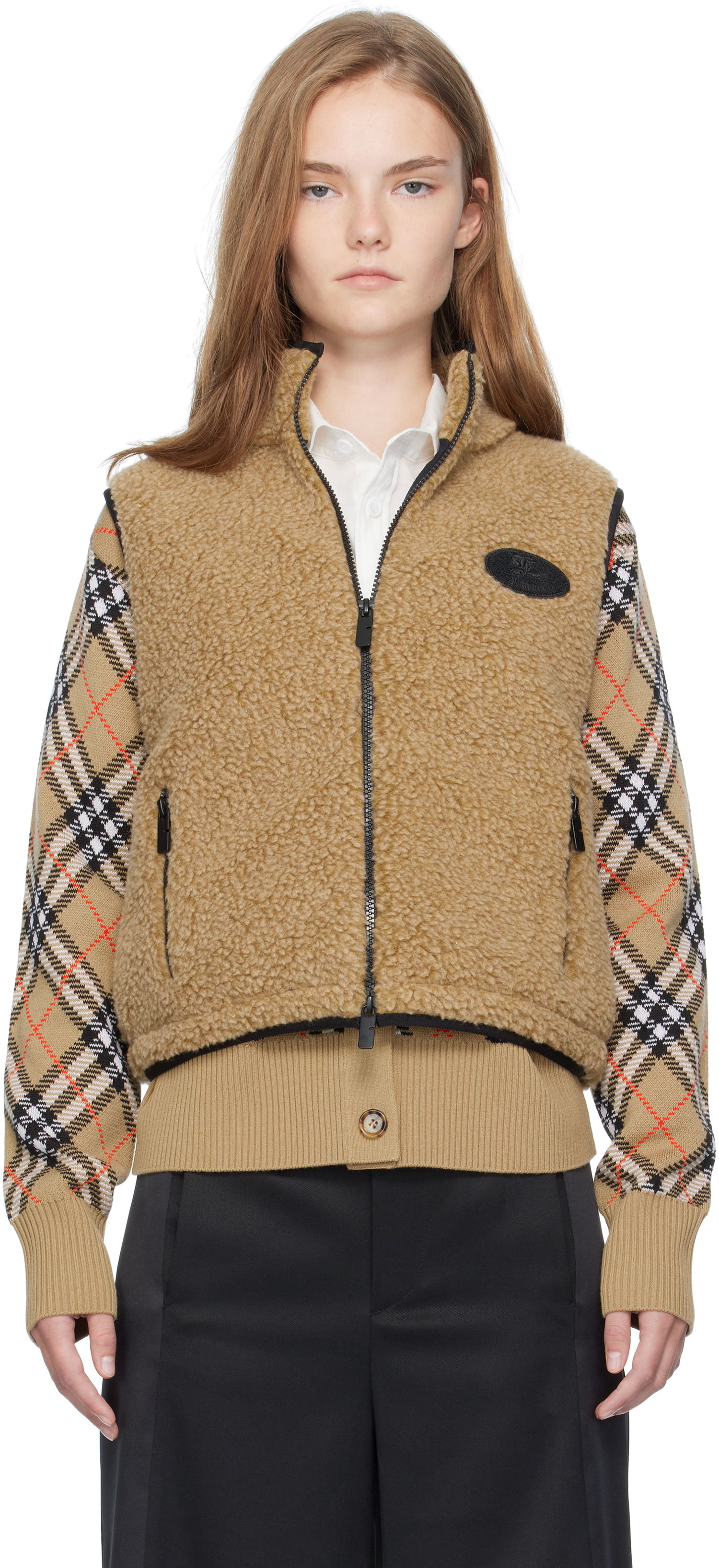 Жилетка Burberry Burberry Cropped Fleece Vest Бежово | 8110159, 0