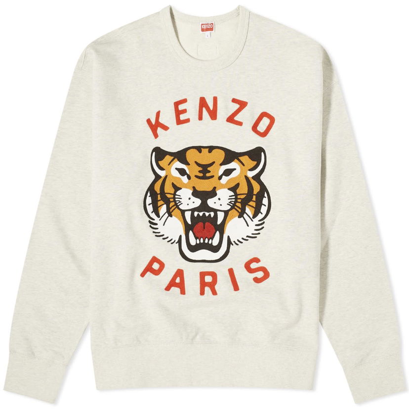 Пуловер KENZO Lucky Tiger Crew Sweat Pale Grey Бежово | FE58SW0104MF-93