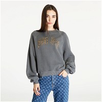 Relaxed Fit Leo Print Crewneck Gray