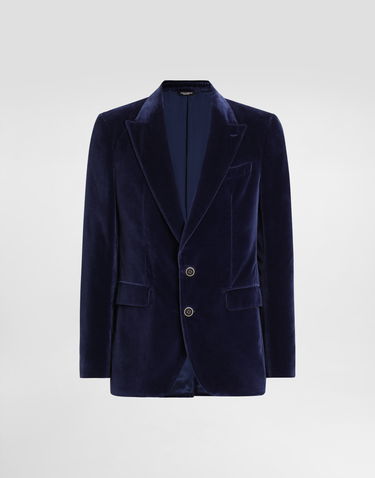 Яке Dolce & Gabbana Single-Breasted Velvet Jacket Синьо | G2TV4TFUVG7B0065, 0
