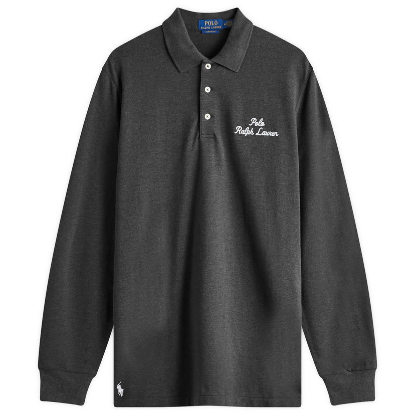 Поло тениска Polo by Ralph Lauren Script Logo Long Sleeve Polo Shirt Сиво | 710957364003