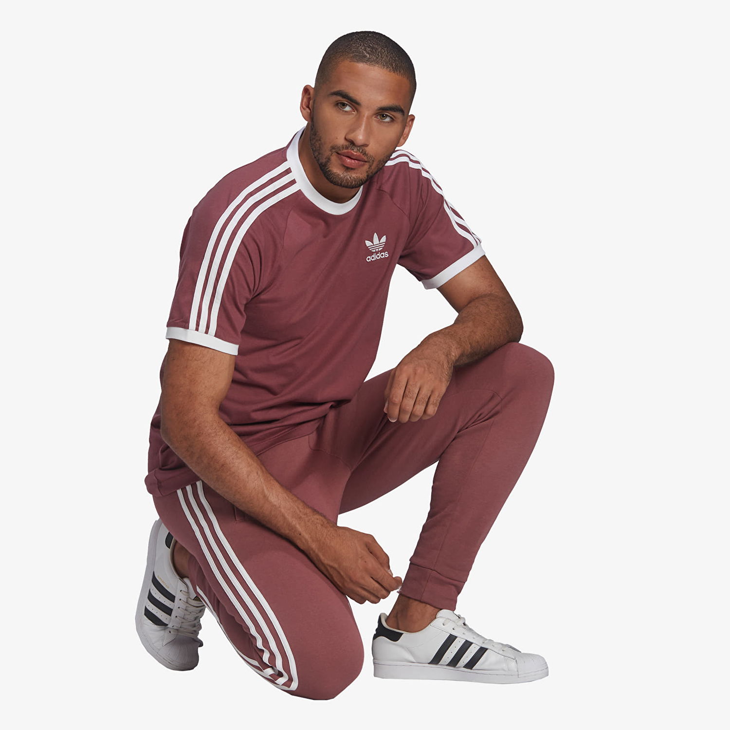 Тениска adidas Originals 3-Stripes Tee Бургунди | HE9548, 1
