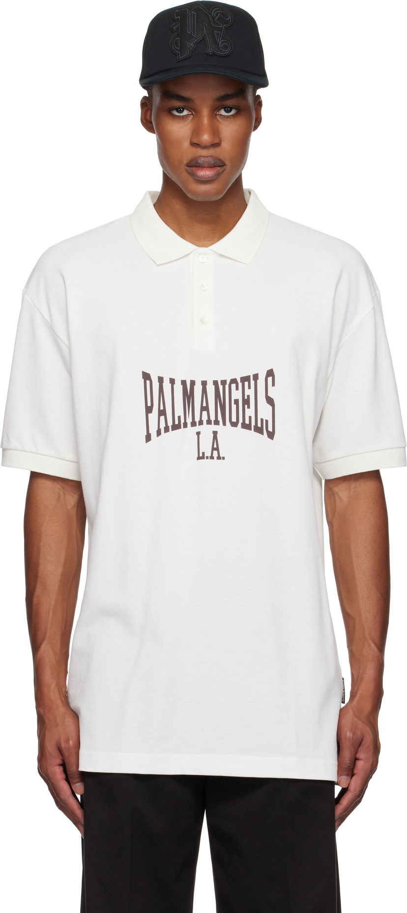 Поло тениска Palm Angels College Polo Бяло | PMGB012F24FAB0010329