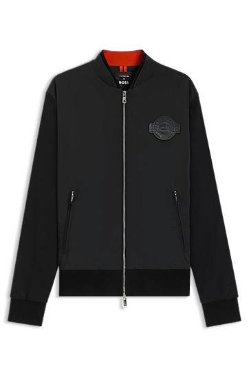 Яке бомбър BOSS Porsche x BOSS Cotton-Blend Jersey Jacket Черно | 50543675, 0