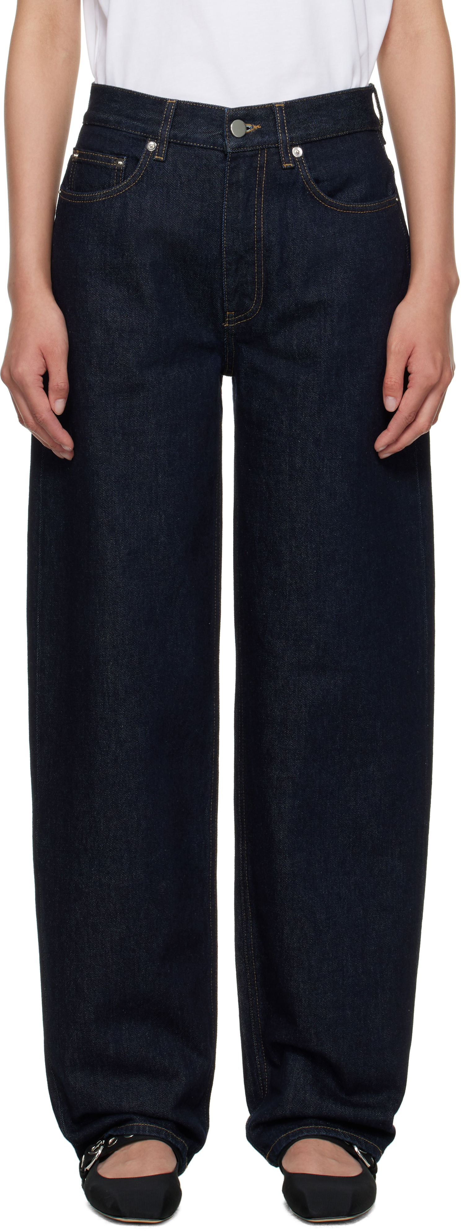 Дънки Loulou de Saison Loulou de Saison Samur Straight-Leg Jeans Синьо | SAMUR LDS, 0