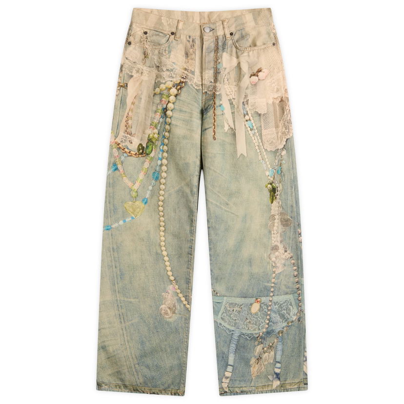 Дънки Acne Studios Acne Studios 1981 Printed Jeans, Size X-Large Синьо | CK0134-AET