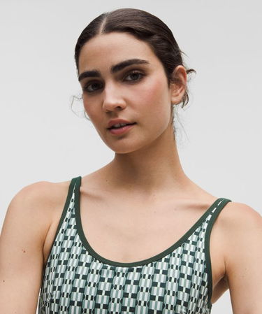 Комплект lululemon Geometric Pattern Cropped Tank Top B/C Cups Medium Support & Tennis Skirt Set Зелено | prod20002043, 3