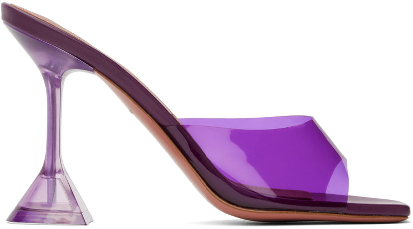 Грижа за обувките Amina Muaddi Amina Muaddi Lupita Glass Slipper Heeled Sandals Лилаво | LUPITA GLASS SLIPPER CL PLEXI PV