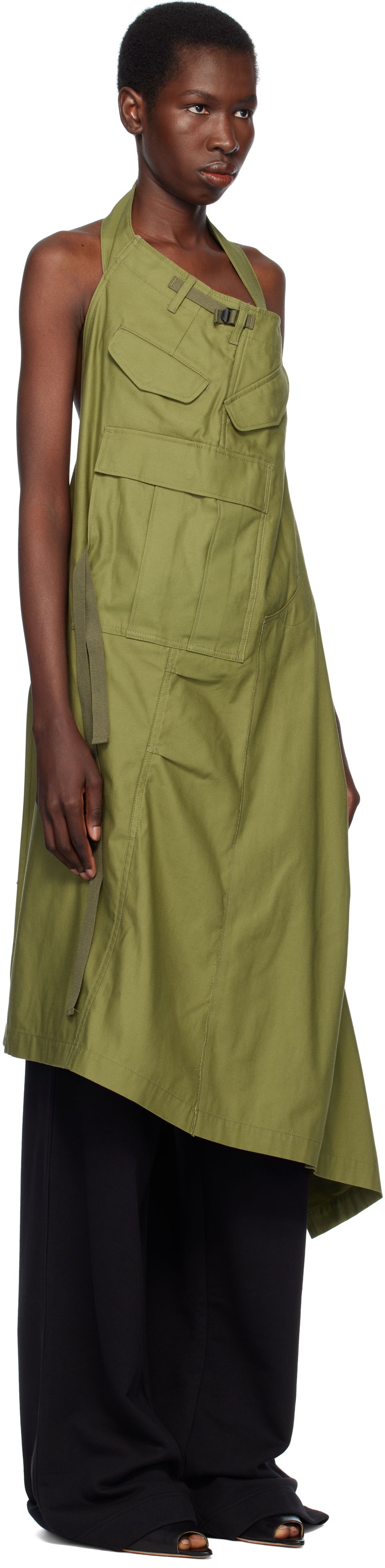 Pокля Junya Watanabe Junya Watanabe Cotton Midi Dress Зелено | JO-A003-051, 1