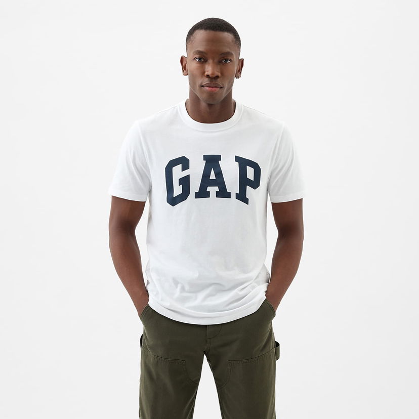 Тениска GAP Basic Logo Tee White V2 Global Бяло | 856659-03