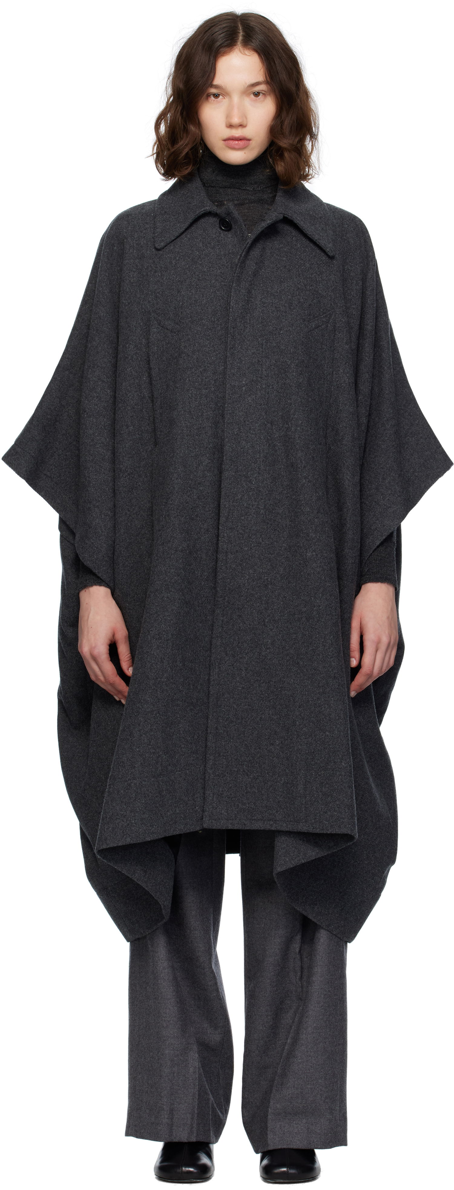 Палта Maison Margiela MM6 Maison Margiela Wool Cape Coat Сиво | S52AH0083 M35473, 0