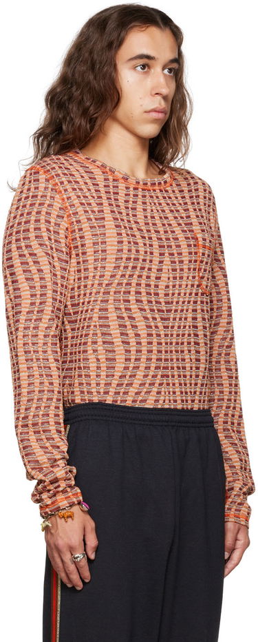 Тениска Anna Sui Exclusive Orange Stripe Long Sleeve T-Shirt Оранжево
 | M622G22, 1