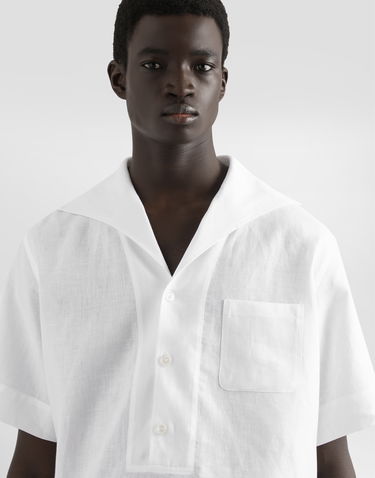 Риза Dolce & Gabbana Dolce & Gabbana Three-Button Linen Resort Shirt Бяло | G5NE3TFU4JBW0800, 3