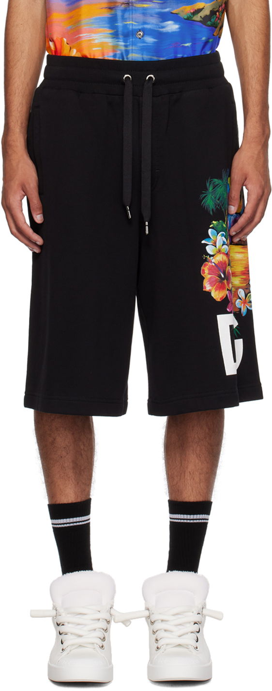 Black Printed Shorts