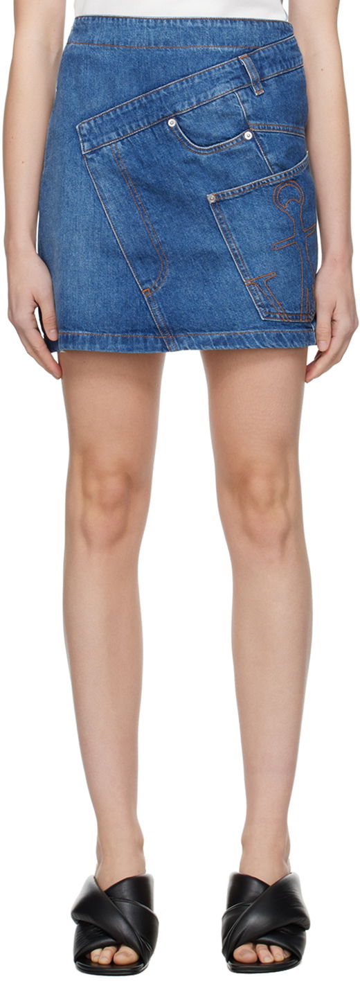 Пола JW Anderson Indigo Twisted Denim Miniskirt Синьо | DK0020-PG1499, 0