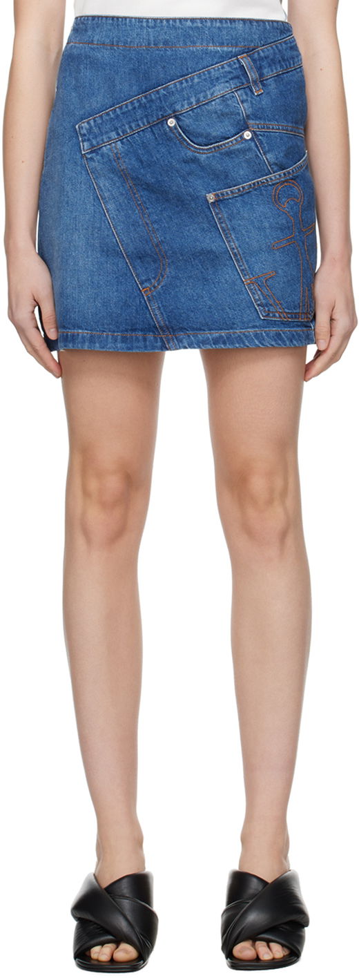 Пола JW Anderson Indigo Twisted Denim Miniskirt Синьо | DK0020-PG1499