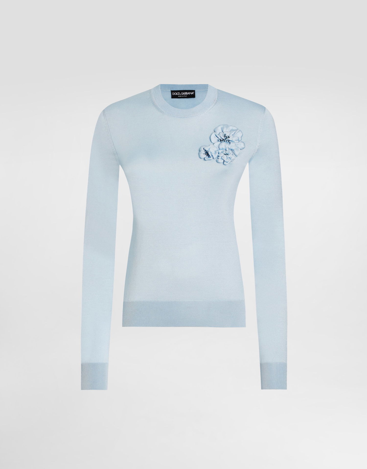 Пуловер Dolce & Gabbana Dolce & Gabbana Silk Pullover with Flower Brooch Синьо | FXX48ZJBSO1B1581, 0