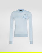 Dolce & Gabbana Silk Pullover with Flower Brooch