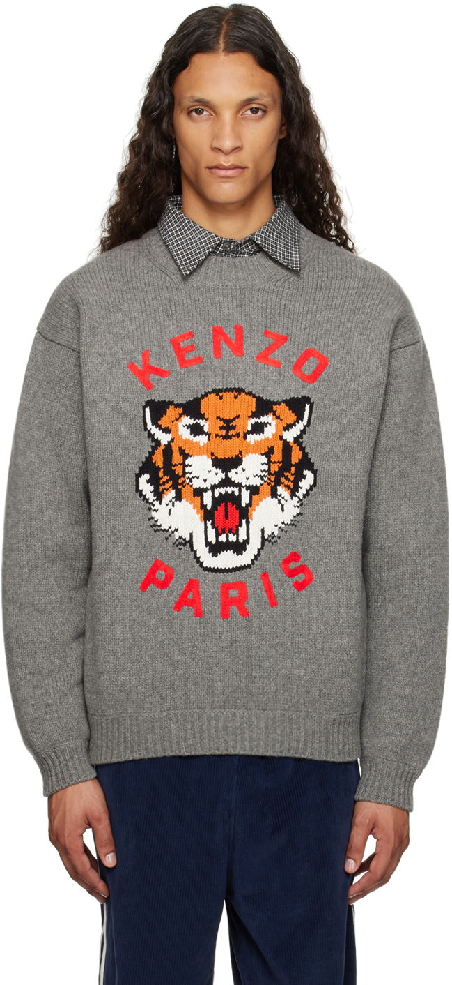 Пуловер KENZO Gray Paris 'Lucky Tiger' Sweater Сиво | FE68PU4773LH, 0