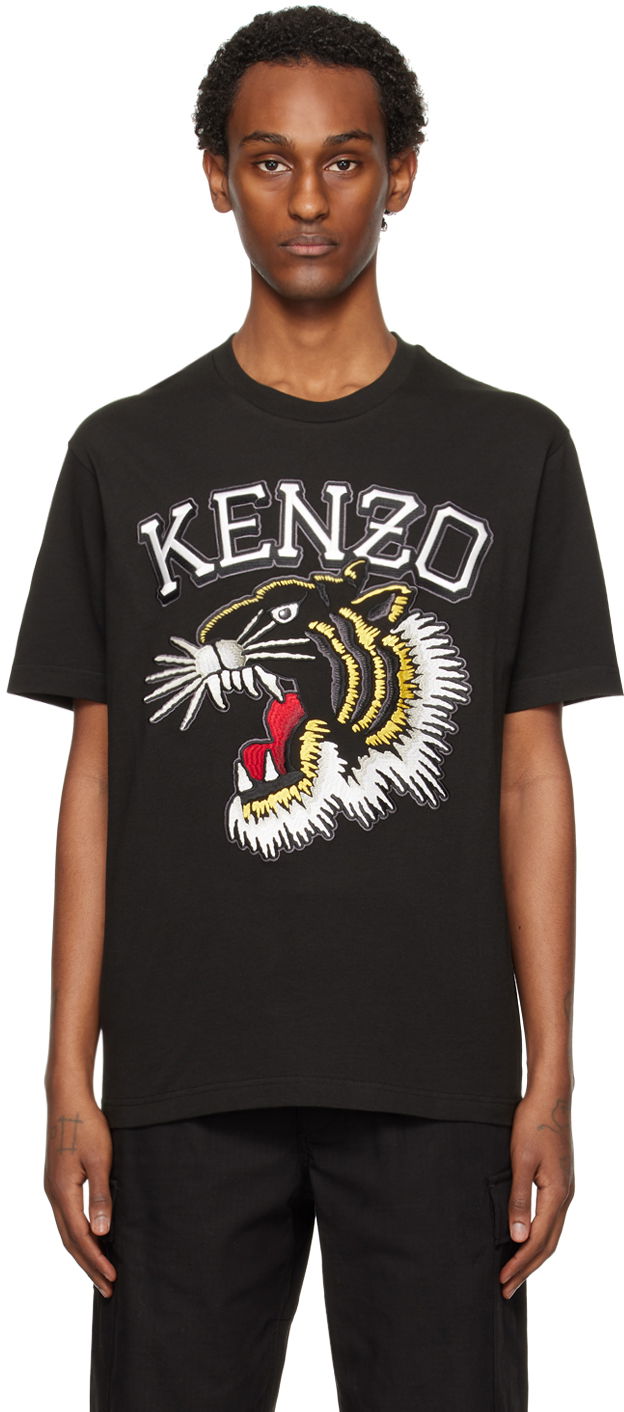 Тениска KENZO Paris Varsity Tiger T-Shirt Черно | FE55TS1874SG