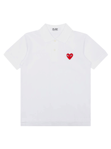 Поло тениска Comme des Garçons PLAY Red Heart Polo Shirt Бяло | AZ T005 051 5