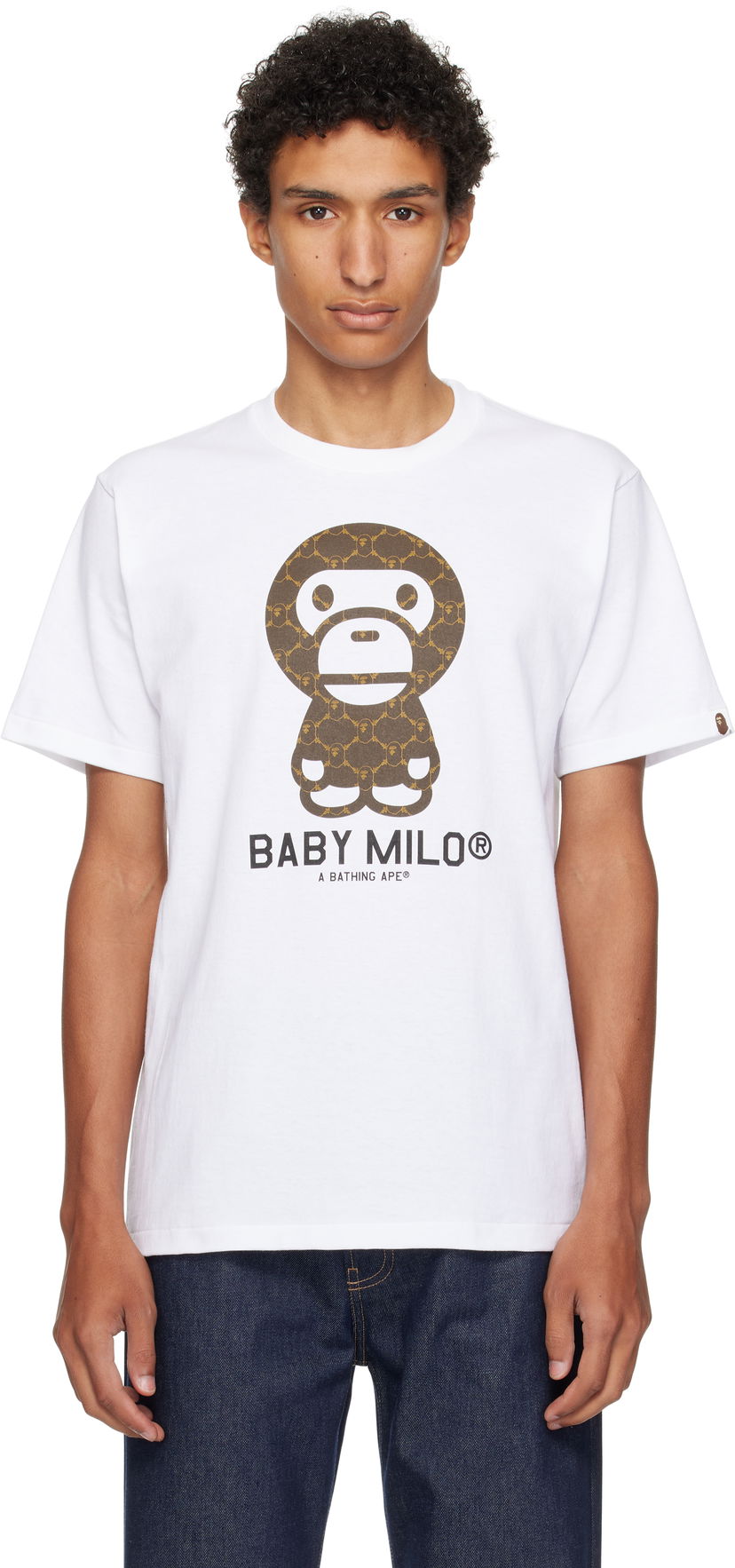 Тениска BAPE BAPE College Monogram Baby Milo T-Shirt Бяло | 002TEL301008M