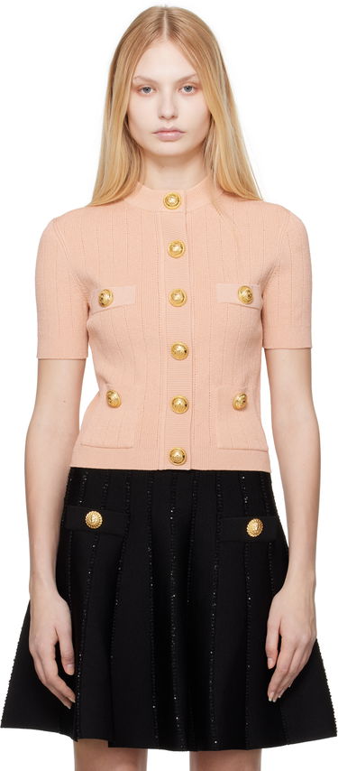 Пуловер Balmain Balmain 4-Pocket Knitted Cardigan Розово | EF1KL023KB07, 0