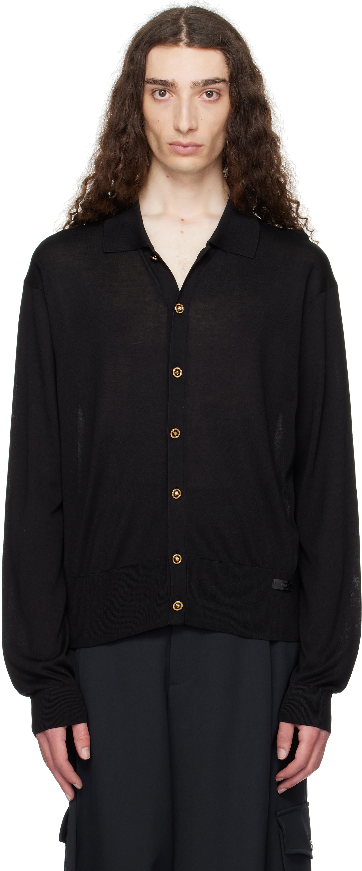Пуловер Versace Versace Knit Silk Cardigan Черно | 1020281_1A12273, 0