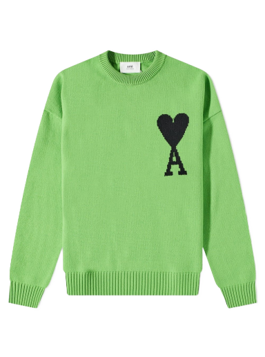 Пуловер AMI Large A Heart Crewneck Sweater Зелено | UKS002-018-324