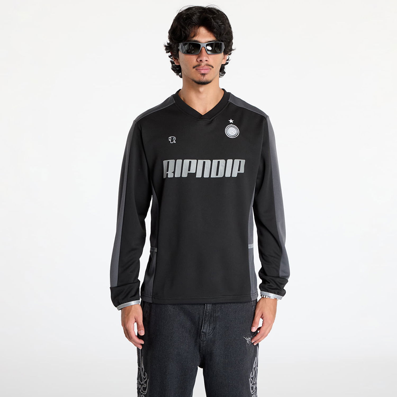 Фланелка RIPNDIP Jersey Fc Long Sleeve Soccer Jersey Black/ Light Blue S Черно | RNDFAL24105, 0