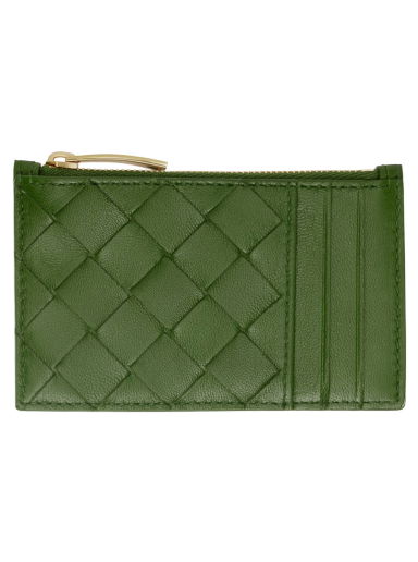 Портфейл Bottega Veneta Zipped Card Holder Зелено | 680613 VCPP3