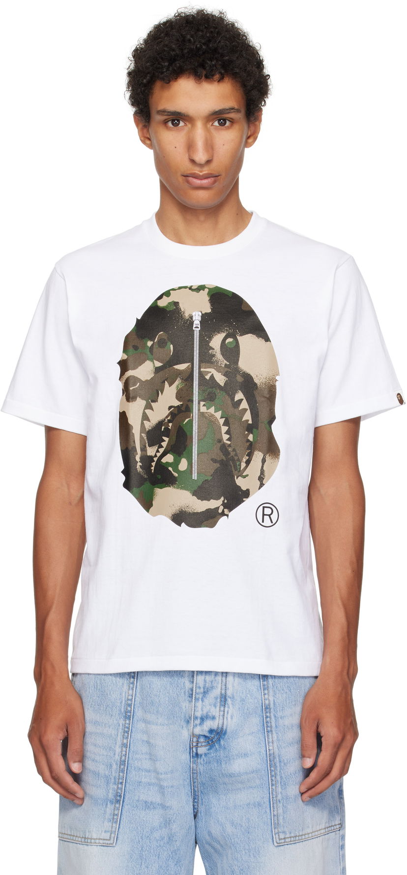 Тениска BAPE A Bathing Ape Map Camo Ape Head Shark T-Shirt Бяло | 001TEL301023M