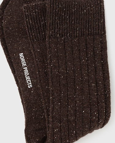 Чорапи NORSE PROJECTS Bjarki Neps Wool Rib Sock Кафяво | N82-0008-9024, 1