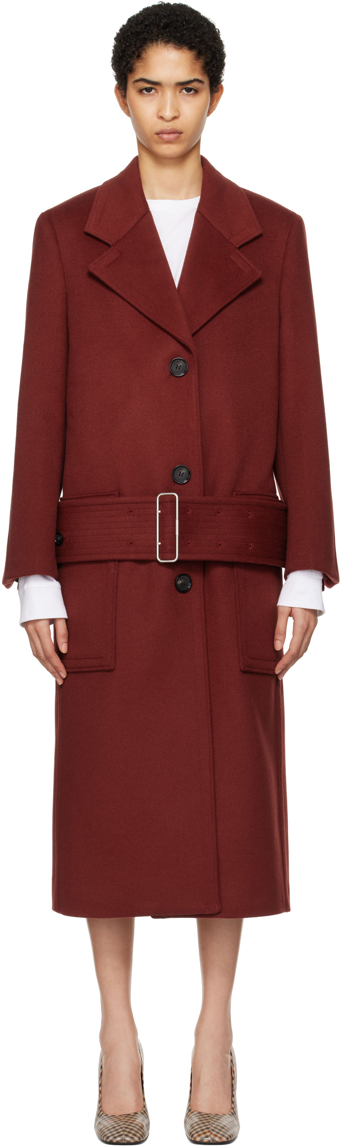 Палта FERRAGAMO Long Wool Coat Червено | 777632, 0