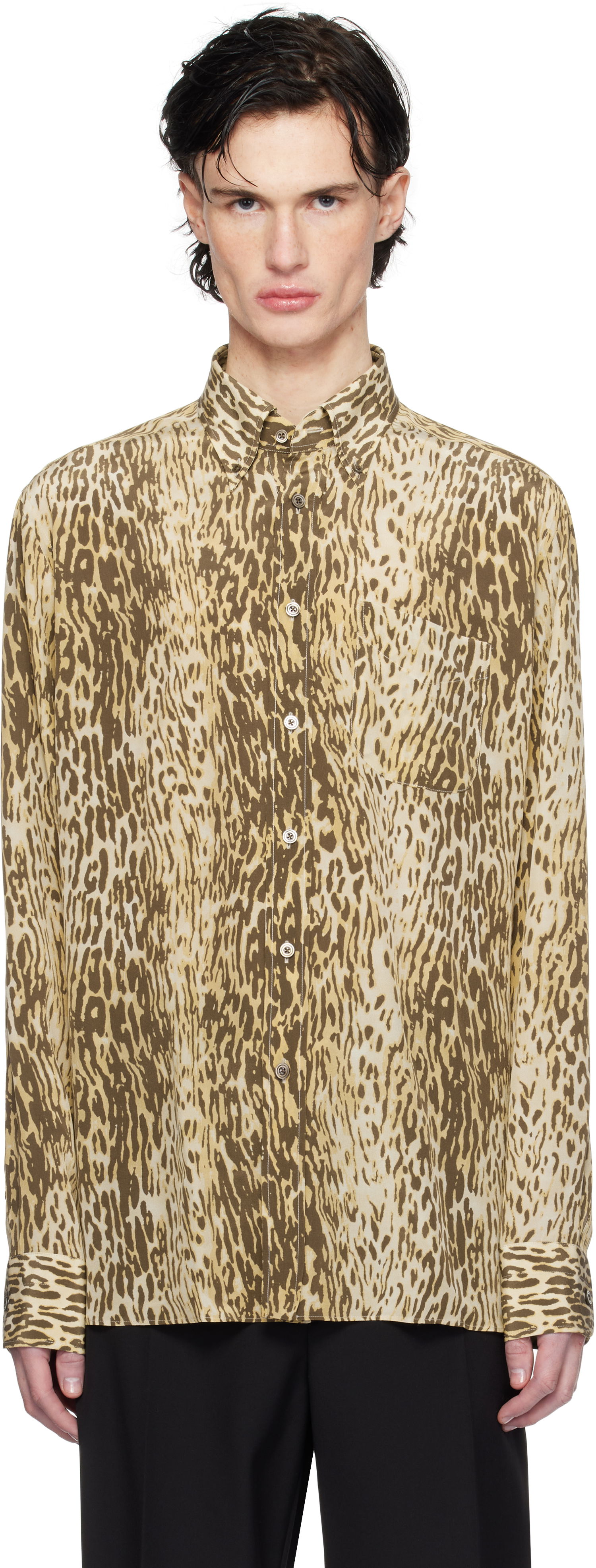 Риза Tom Ford 70's Animalier Print Fluid Fit Shirt Кафяво | HRO003-FMS045S25, 0