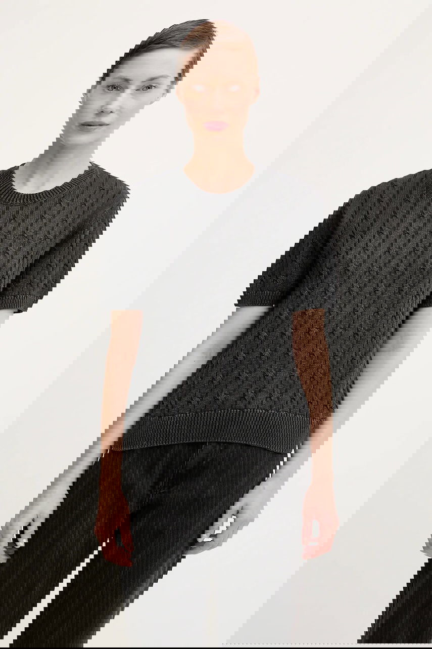 Пуловер Carhartt WIP Carter Cotton Cable Knit Short-Sleeve Sweater Сиво | I035181.89GD, 0